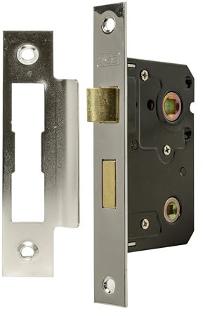 TSS Polished Chrome Bathroom Lock 3 (79mm) Bathroom Door Lock Mortice Lock, Supplied with Fixutres & Fittings