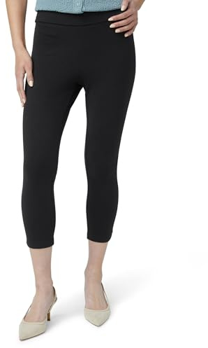 HUE Women's Wide Waistband Blackout Cotton Capri Leggings, Assorted