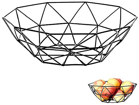Cesto di Frutta Geometrico Moderno, Fruttiere Metallo Ferro Portafrutta Cestino Vintage, per Frutta, Verdura, Pane, Snack