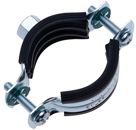 38-46 mm Abrazadera de tubo con revestimiento de caucho negro, Abrazadera de tubo de dos partes con montaje M8, Soporte de tubería, colgador de anillo dividido ajustable (2 piezas)