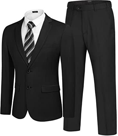 COOFANDY Men's 2 Piece Suits Classic Fit 2 Button Dress Suits Tuxedo Jacket Blazer for Wedding Business Dinner Prom