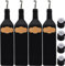 Flasche zum befüllen 1 Liter mit Edelstahl-Ausgießer - Deckel in Schwarz - Kraftpapier zum Beschriften ink. Trichter - ideal für Olivenöl