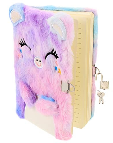 Diary with Lock Diary Notebook Girl Secret Book Cute Stationary Kids Notebooks for Girls for s Fluffy for s Lockable Cute Stationery Purple Plush
