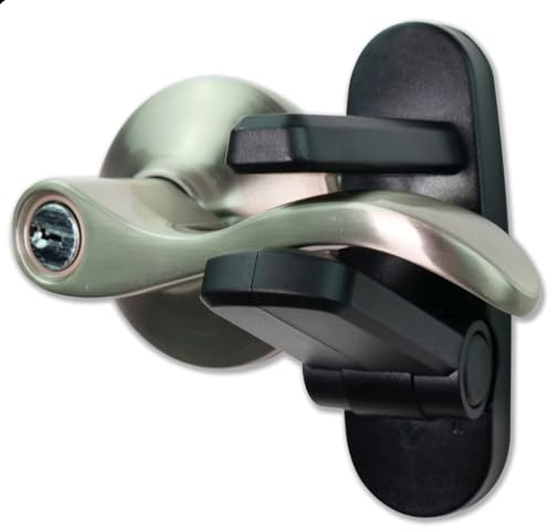 Door Lever Lock (2 Pack) Prevents Toddlers from Opening Doors. 3.25 L * 1.5 W * 4.5 H Easy One Hand Operation for Adults. Durable ABS with 3M Adhesive Backing. Simple Install, Black