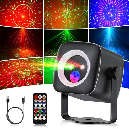 Gobikey Luces discoteca, 60 efectos de luz, luces fiesta con efecto flash controladas por música, Con mando a distancia y cable USB de 2M, Ideal para fiestas en casa, festivales, cumpleaños y bodas