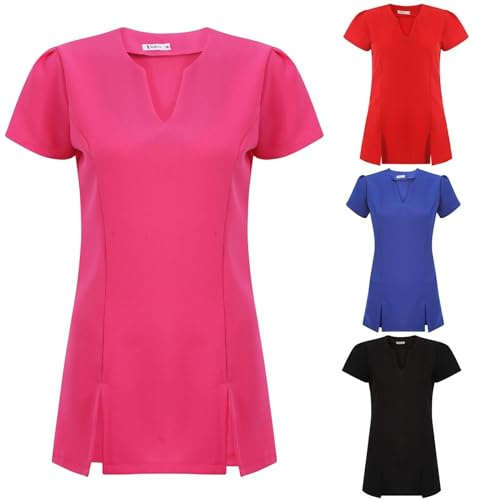 Design 24 Seven Women's Spa Salon Tunic Hairdressing Nail Therapist Uniform Var R (Black, 14)