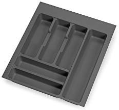Emuca - Organizzatore di posate, organizzatore cassetto cucina, vaschetta portaposate, 6 scomparti, modulo 45 cm, plastica, Grigio Antracite