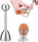 Eierköpfer, Eieröffner Edelstahl mit Eierbecher, Eierköpfer Eierschneider Eier Cutter Eier Schneidegerät für Weiches,Eieröffner mit Kugel,open gekochte rohe egg tool,Zeitsparend Eierstecher