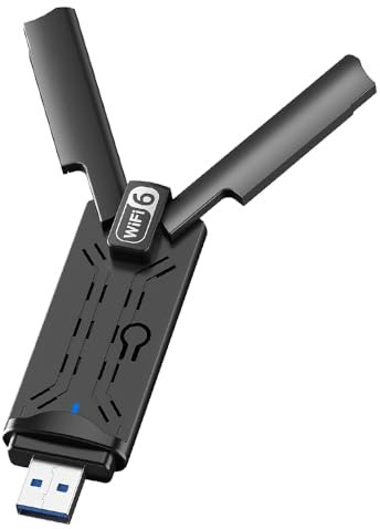 Rppiup AXE5400mbps WiFi 6E USB 3.0 adapter, wifi dongle Tri-Band 6GHz/5GHz/2.4GHz Network Adapter for PC Desktop, Driver Built-in Wireless Gigabit WPA3 Encryption MU-MIMO OFDMA Support Windows 11/10