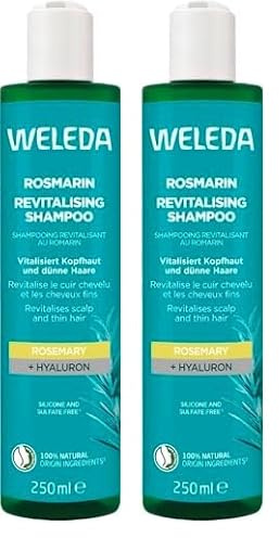 WELEDA Bio Rosmarin Revitalising Shampoo - Naturkosmetik Haarpflege Seife mit Hyaluronsäure & Rosmarinöl für mehr Volumen & eine gesunde Kopfhaut - Haarshampoo ohne Silikone & Sulfate (vegan, 250ml)