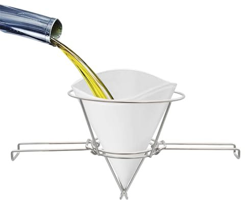 Fryer Filter Stand - Sieve Steel Steel Rack with Foldable Arms, Sturdy Oil Support | Ideal for Hot Oil Filtration in Kitchens, Restaurant Preparation Stations or Busy Hotel Cooking Lines