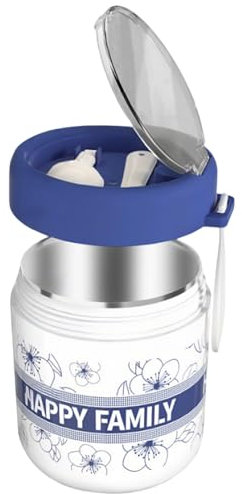 Générique Overnight Oats Container, Insulated Soup Container, 4.17 x 4.69 Inches Portable Food Storage, Microwave Safe Cereal Bowl Jar with Leak Proof Lid for Offices, Travel, Hot or Cold Meal