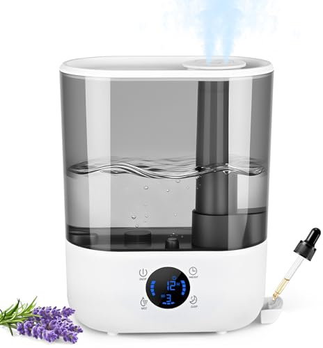 GuKKK Umidificatore Ambiente Bambini, Diffusore di Oli Essenziali, 5.5L, Mist 16dB Silenzioso per Camera da Letto, Cameretta, Piante, Ugello a 360°, Spegnimento Auto, Facile da Pulire