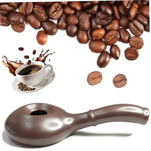 Toaster de café, tostador de grano de café de cerámica con mango extendido, nuez doméstica portátil de manio de maní castaño de tostado para la cafetería