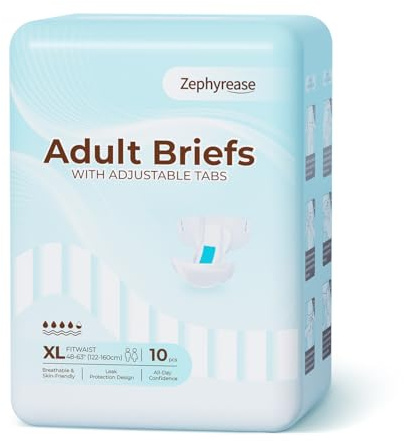 Zephyrease Inkontinenz-Slips für Erwachsene, Größe XL, 10 Stück, Hohe Saugstärke, Extra weiche Passform, Magic-Tabs für sicheren Halt, Nässeindikator, Würdevolle Pflege bei schwerer Inkontinenz