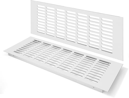 Rejilla de Ventilación, Aleación de Aluminio Negro Metalica Rectangular de 400 x 150mm con Tornillos para Armario Estufa Zapatos Gabinete Fregadero Cocina Baño (2 Piezas/Plata)