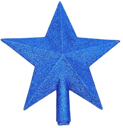 Glitter Star Mini Christmas Tree Topper Shatter-Proof Small Christmas Tree Decoration Treetop for Holiday Ornament or Home Décor small christmas tree star blue christmas tree topper (Blue)
