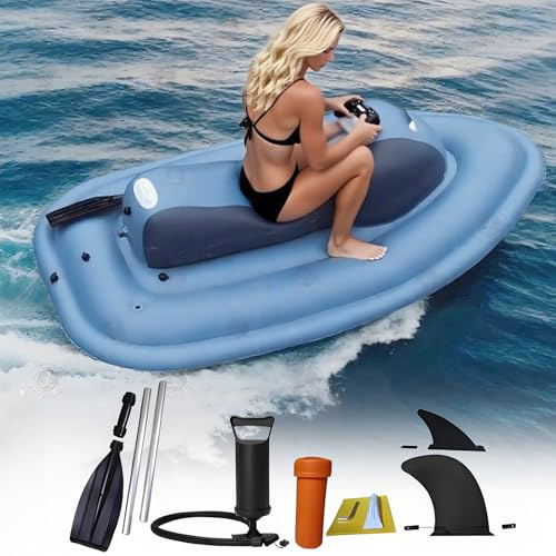 vnmudzeo Upgraded 2-Person Inflatable Jet Boat,500 w 700 w Brushless Electric Water Surf Boat,Inflatable Foldable Motorboat,Water Inflatable Boat Motorboat
