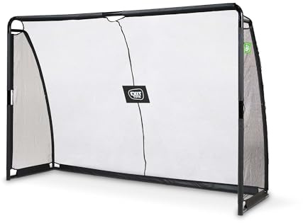 EXIT Toys Finta Steel Football Goal - Large Football Goal for Children - With Handy Training Wall - Includes Solid Anchoring System - For in the Garden - Train Your Football Skills - 10x6.6ft - Black