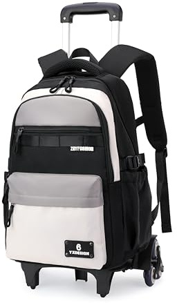 ZHANAO Kids Rolling Backpack for Boys School Color-blocking Trolley Bag