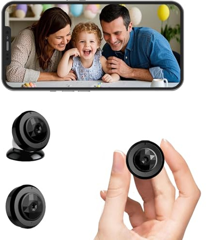 ONGNIUU Mini Telecamera, Telecamera di Sorveglianza WiFi HD 1080P (2,4 GHz), Telecamere WiFi per Interni/Esterni con Micro SD da 64 GB, Visione Notturna a Infrarossi, Rilevamento del Movimento