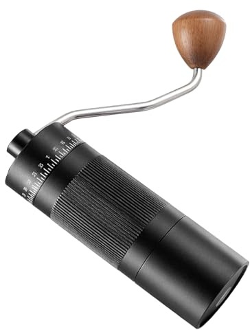 Focket Manuell Kaffekvarn, Bärbar Handkaffekvarn i Rostfritt Stål, Handkaffebönkvarn med 22 G Kapacitet 55 Malning Justerbara Inställningar Ergonomiskt Handtag, för Resor (Svart)