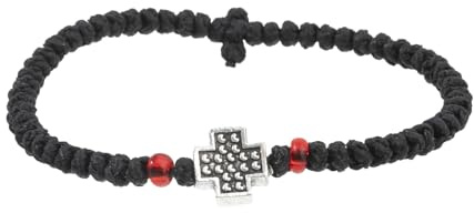 Greabuy Justerbart krucifix flätat rep och legering för bekväm passform religiös symbol vardagskläder berlock religiöst armband