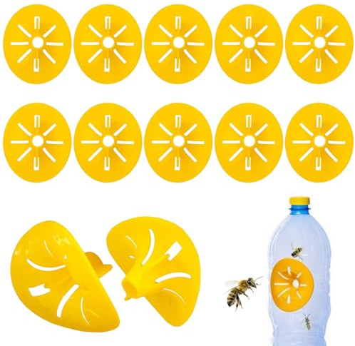 KOQAIIZ 12 Piezas Trampa Avispas Exterior, Trampas para Avispas y Avispones Velutina, Atrapa Moscas para Botellas de Plástico, Mata Avispas Eficaz para Jardín, Terraza y Camping, Color Amarillo