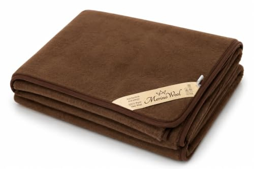 Manta de lana merino 100% natural Woolmark – cálido, transpirable y termorreguladora – Manta Premium para cama y sofá (250 x 200 cm)