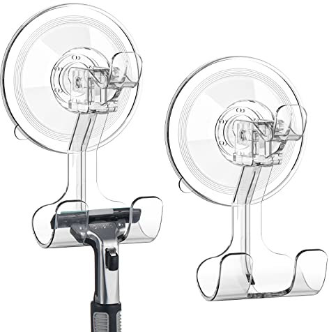 Teletrogy Ventouse Crochets lot de 2 Puissant Crochets D'aspiration Transparent Réutilisable Heavy Duty Crochets de Rangement Maison Support Mural pour Cuisine, Salle de bain, Toilettes Organisation