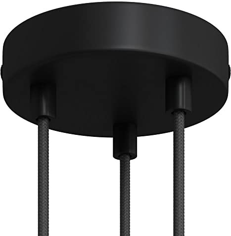 creative cables - Zylindrischer 3-Loch-Lampenbaldachin Kit aus Metall - Zylindrisch, Schwarz