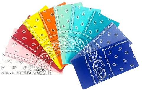 Vamqor 100% Cotton 10 Pack Fine Bandanas (Summer Assorted)