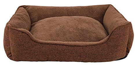 lionto Hundekissen meliert mit abnehmbarem Bezug, kuscheliges Heimtierbett mit komfortablem Einstieg für Hunde und Katzen, 75x60 cm, weiches Hundebett mit rutschfestem Boden, braun