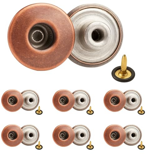 Trimming Shop Bouton Jeans en laiton 14mm, fermeture durable avec épingles arrière Rivet pour la réparation de vêtements, denims, vestes, jupes, Cuivre, 100 pièces