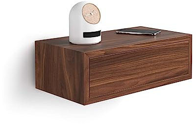 MOBILI FIVER, Mesita de Noche Riccardo, Color Nogal, Aglomerado y Melamina, 45 cmx25 cmx15.5 cm, mesita de Noche para Salon y habitación, Made In Italy
