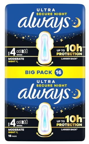 Always Ultra Sanitary Towels Secure Night With Wings 16pk