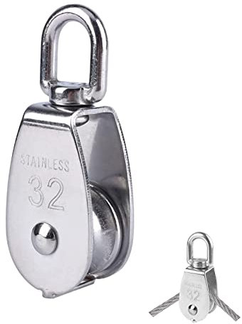 Singolo Puleggia Carrucola, Puleggia per Corde, Puleggia Palestra Inox 304, Puleggia Carrucola con Cuscinetti, Singola Puleggia Gru Girevole Gancio Singola Ruolo Puleggia Carico Carico 250 Kg