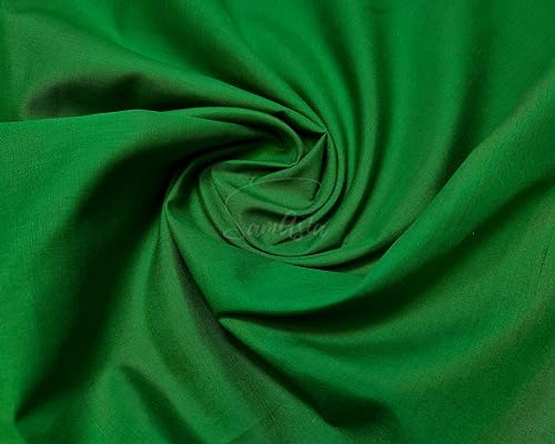 Plain Emarld Green Polycotton Fabric for Dressmaking, Art & Craft, Sewing, Quilting | 45'' - 115 cm Wide| Precut Length 10m
