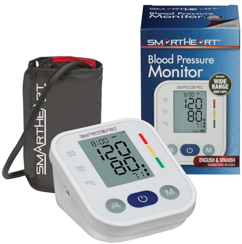 SmartHeart Blood Pressure Monitor | Wide Range Arm Cuff | 2-Person Memory | 198 Total Reading Storage | Excessive Movement Indicator | Easy to Use Automatic Inflation and Deflation