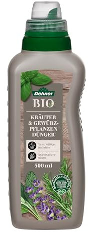 Dehner Bio Kräuter- und Gewürzpflanzendünger, hochwertiger Flüssigdünger, Dünger für Kräuter / Gewürze, organischer NK-Dünger, ökologisch wertvoll, 500 ml, für ca. 75 l, bunt