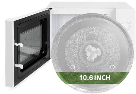 27 cm/10.6 Mikrowelle Glasteller mit 3 Fixierern Ersatzteller Mikrowellenteller Glas Drehteller Glasplatte für Mikrowellen Mikrowellenher (27cm/10.6)