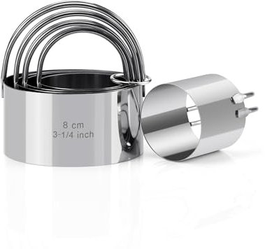 BS-VOG Ausstechformen 5-teiliges Set, Cookie cutter mit Griff, Edelstahl Runder Ausstecher zum Backen, Professionelles Kreis-Ausstecher-Tool für Backliebhaber und Hobbybäcker