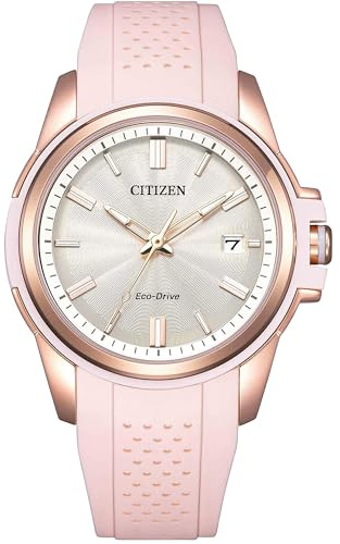Citizen Women's Eco-Drive Weekender Sport Casual, Rose Gold-Tone Stainless Steel Watch, Pink Silicone Strap, White Dial (Model: FE6138-05B)