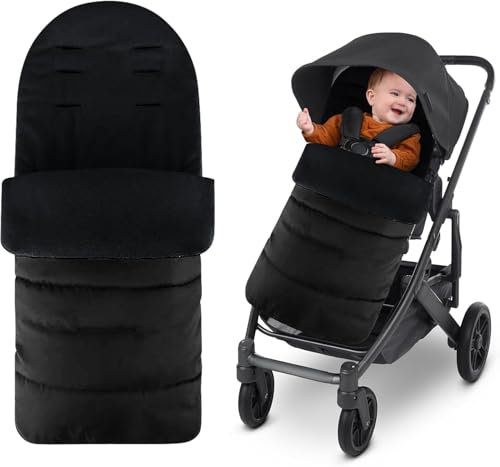 Gcffom Fußsack Buggy, Baby Fußsack winter mit Verstellbaren Seitlichen Reißverschlüssen, Wasserdichter Warmes Fusssack Kinderwagen Baby für die meisten Kinderwagen (Schwarz)