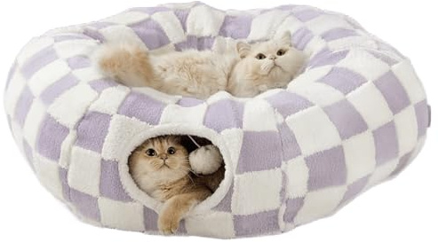 ERNAN Tunnel Pliable pour Chat - Tunnel de Jeu et Tunnel d'éveil pour Chatons, Chiots, Lapins, Petits Chiens (Purple)