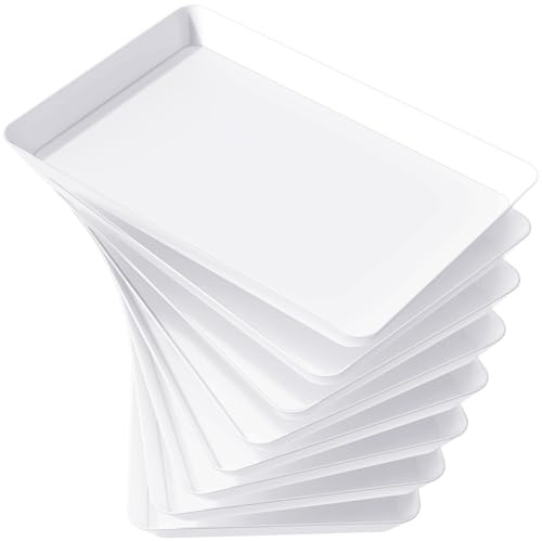 Lifewit Vassoio da Portata, Vassoio Plastica Rettangolo peccato BPA, 36.7×24cm per Buffet Dolci, Portafrutta da Tavolo, Cucina Decorativo, Vassoi e Piatti per Snack, Cibo, Biscotti, Lotto di 8, Bianco