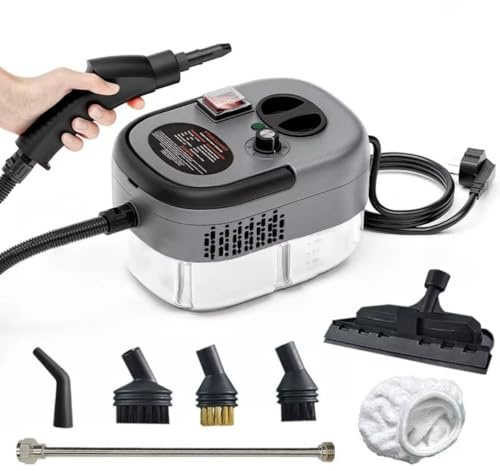 EAFCAuto Limpiadores a vapor portátiles de alta temperatura y presión de 2500 W, para aire acondicionado, campana de cocina, máquina de limpieza a vapor para automóviles, limpieza de pisos (Gris)