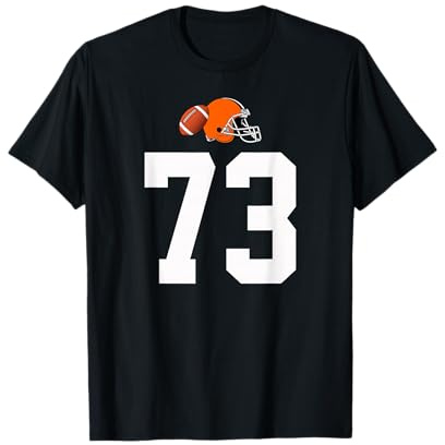 Americano Fútbol Casco Estilo Vintage Número 73 Camiseta