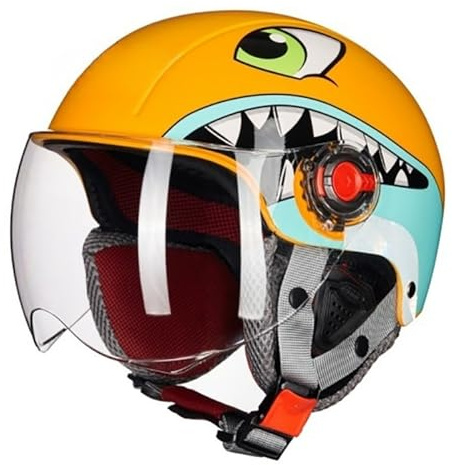 Casco Mezzo Per Bambini, Casco Per Bici, Scooter, Cruiser, Skateboard Per Bambini, Casco Multiuso Per Tutte Le Stagioni Con Visiera, Omologato ECE 2205 3,(50-55CM)