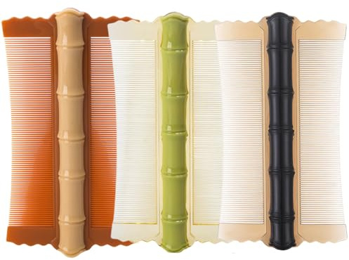 Pettine antiforfora 3 pezzi PP bambù Styling pettine per pidocchi a denti fini su entrambi i lati Pulci per capelli spessi Spazzola comoda per pidocchi per bambini Adulti 4, 9x2, 8 pollici